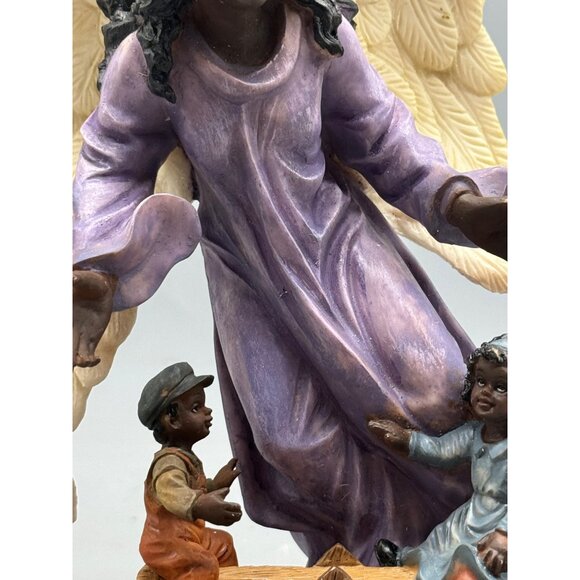 African American Guardian Angel Figurine Children On Seesaw Christmas decor - Picture 4 of 13